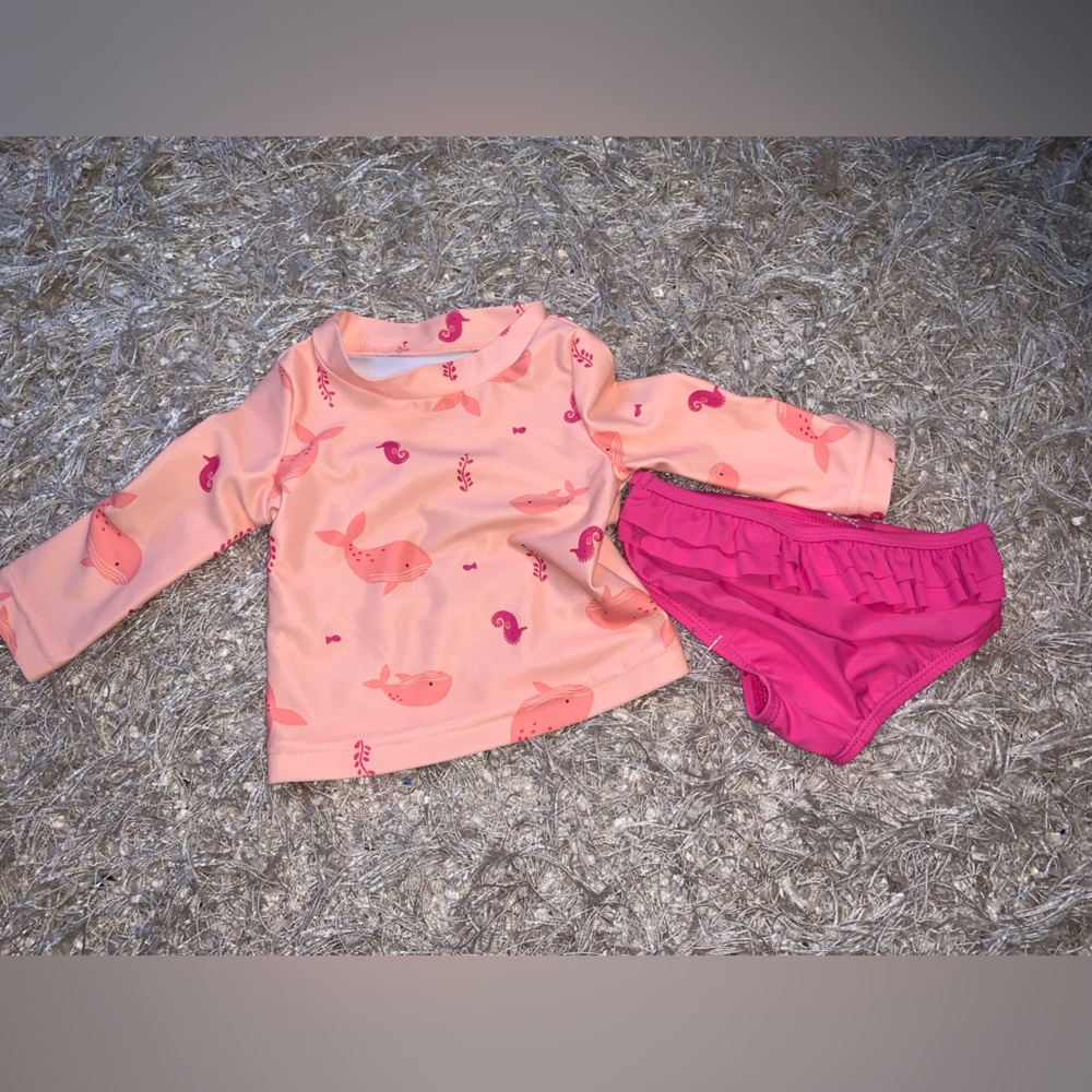 Carter's Coral Whale Swim Rashguard Set size 3m NWOT